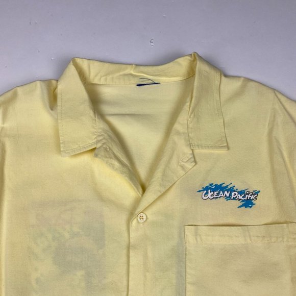 Vintage 80s Ocean Pacific OP Shirt Men's Large Cotton Surf Surfing Button Front - Picture 3 of 9
